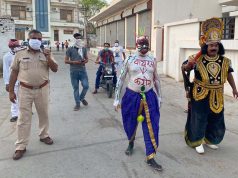 सालासर पुलिस ने निकाली कोरोना वायरस व यमराज की झांकी